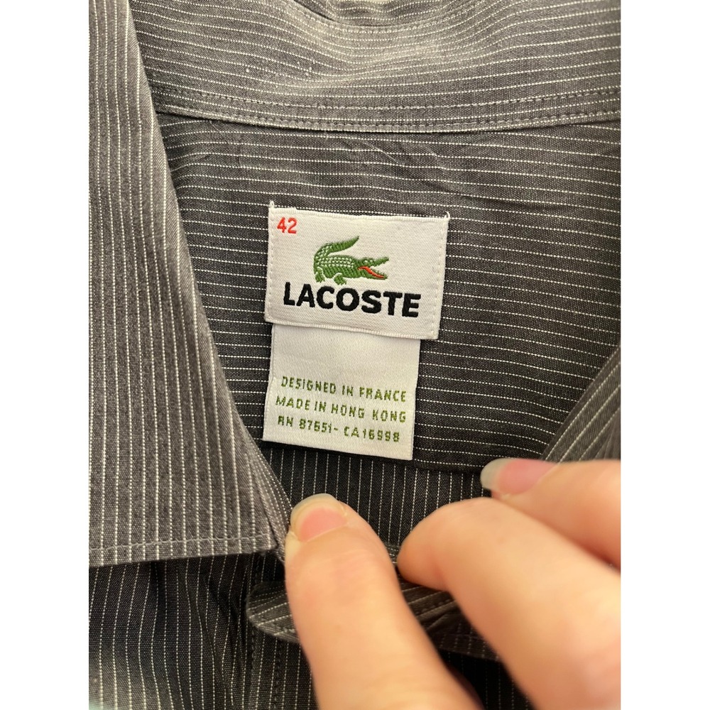 2 Lacoste Men's 42 Dress Shirt Striped Long Sleeve Collared Button Up - Picture 4 of 7